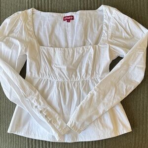 STAUD White Long Sleeve Blouse